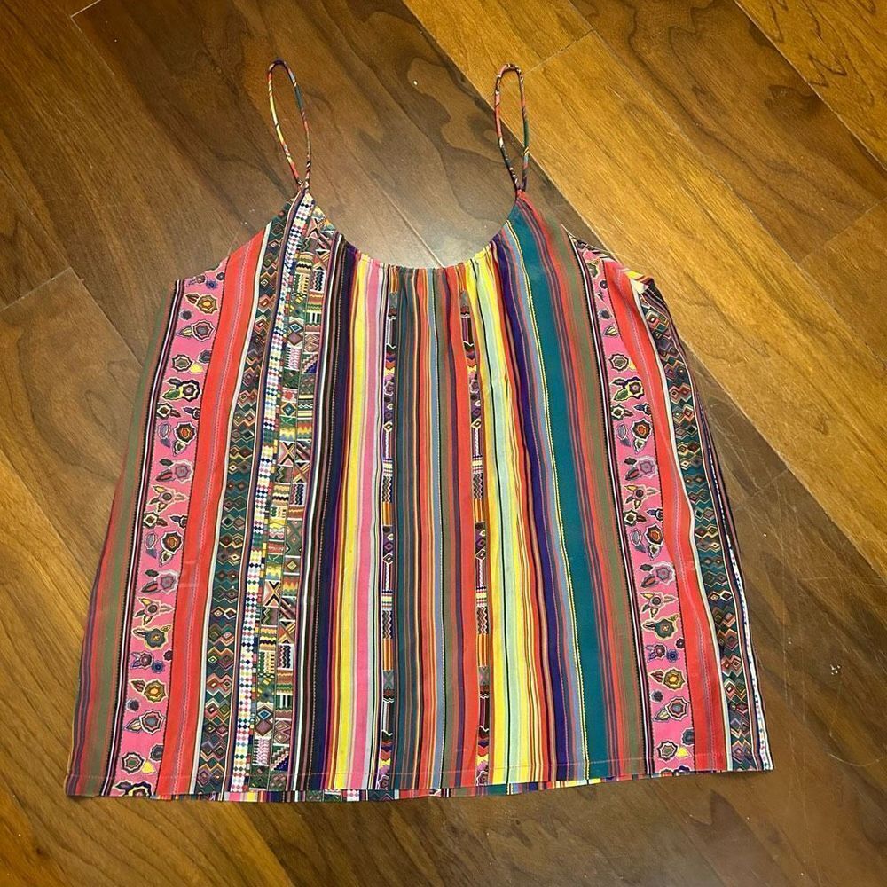 Tucker women’s camisole tank top spaghetti strap 100% silk multicolored size P S